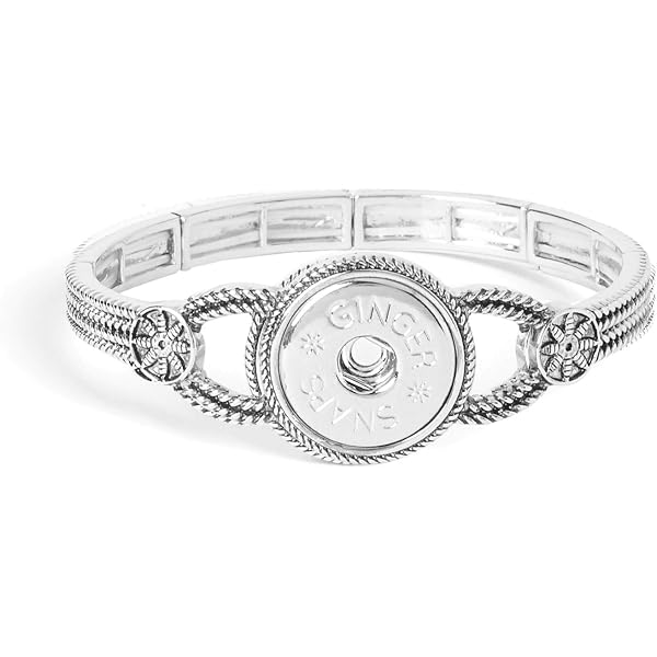 Snap Jewelry Stretch Bead Bracelet With Ginger Charm - Custom 18MM/20MM Buttons, 6.5 Inch Adjustable Band - View #10