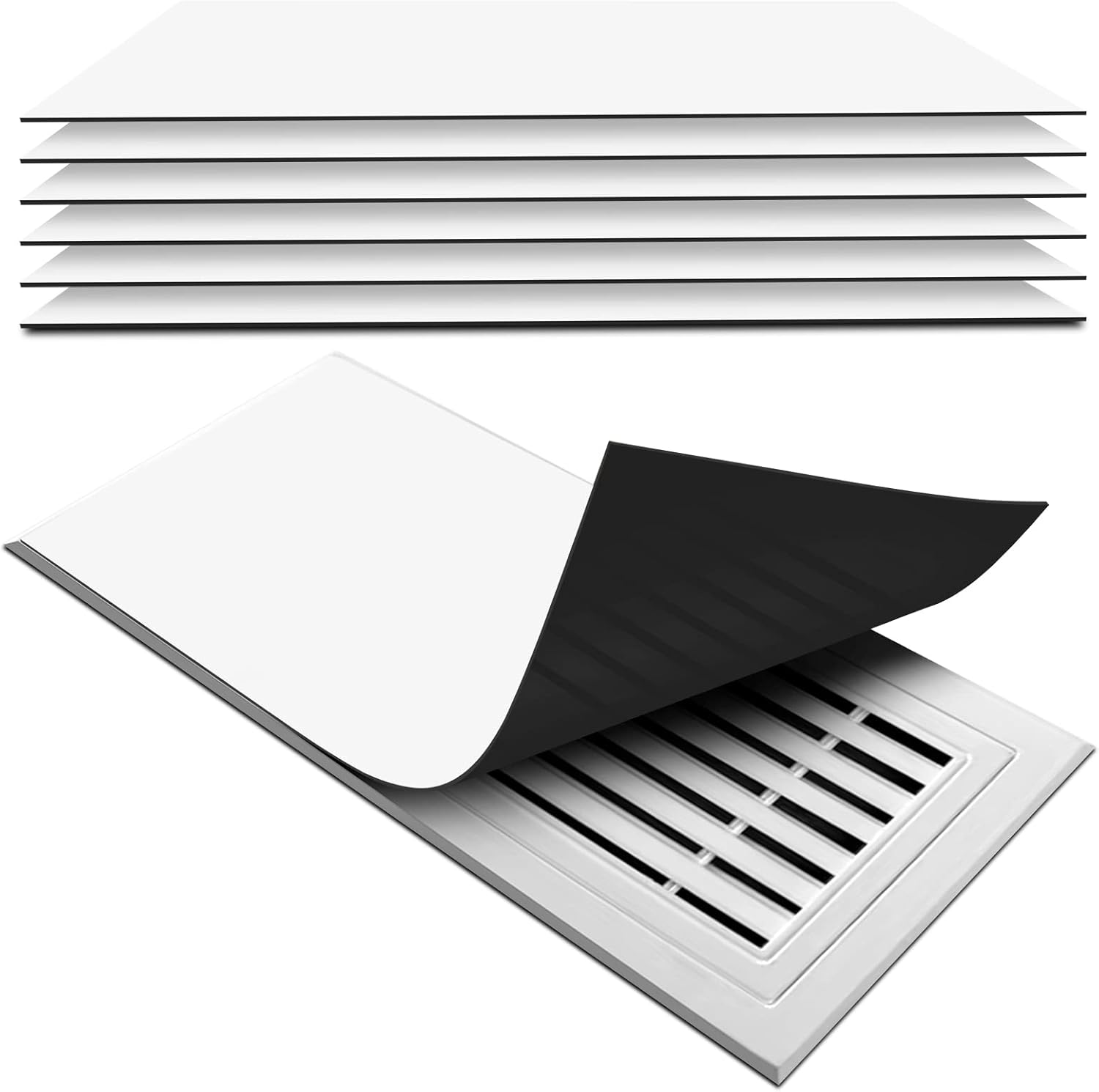Registers, Grilles & Vents - TECWAP 6 Pack Strong Magnetic Vent Covers for Home Ceiling， Thick Magnet Cover Standard Air Registers - Floor，Wall，Home HVAC，Ac，Rv and Furnace Vents,5.5 inch X 12 inch,Pure White.