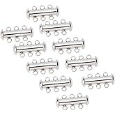 PH PandaHall 10 Sets Stainless Steel Slide Lock Clasps Tube Lock Clasp Connectors 3-Strand Slide Necklace Clasps for Necklace Bracelet Jewelry Findings