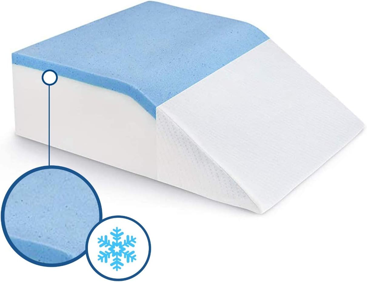 Leg Elevation Pillow - Cooling Gel Memory Foam Top, High-Density Leg Rest Elevating Foam Wedge- Relieves and Recovers Foot and Ankle Injury, Leg, Hip and Knee Pain, Improves Blood Circulation: Kitchen & Dining
