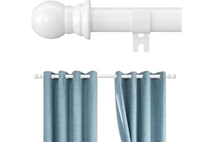 1" White Curtain Rods, Heavy Duty Curtain Rods for Windows 24 to 62 inch, Easy Install Drapery Rods with Mounting Brackets, S