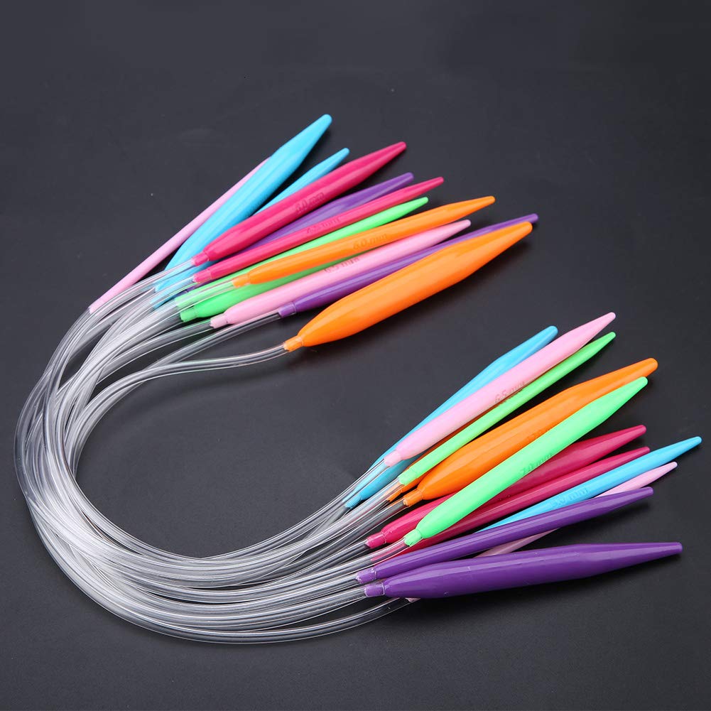 Akozon 12 PCS Needles Craft Knit kit 3.5 mm to 12mm Multicolor Plastic Circular Tube Knitting Needles Kit Sweater Needle Set (40CM)