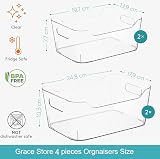 Grace Store 4 PCS Clear Storage Organisers Kitchen Bathroom Drawer Tray view 6