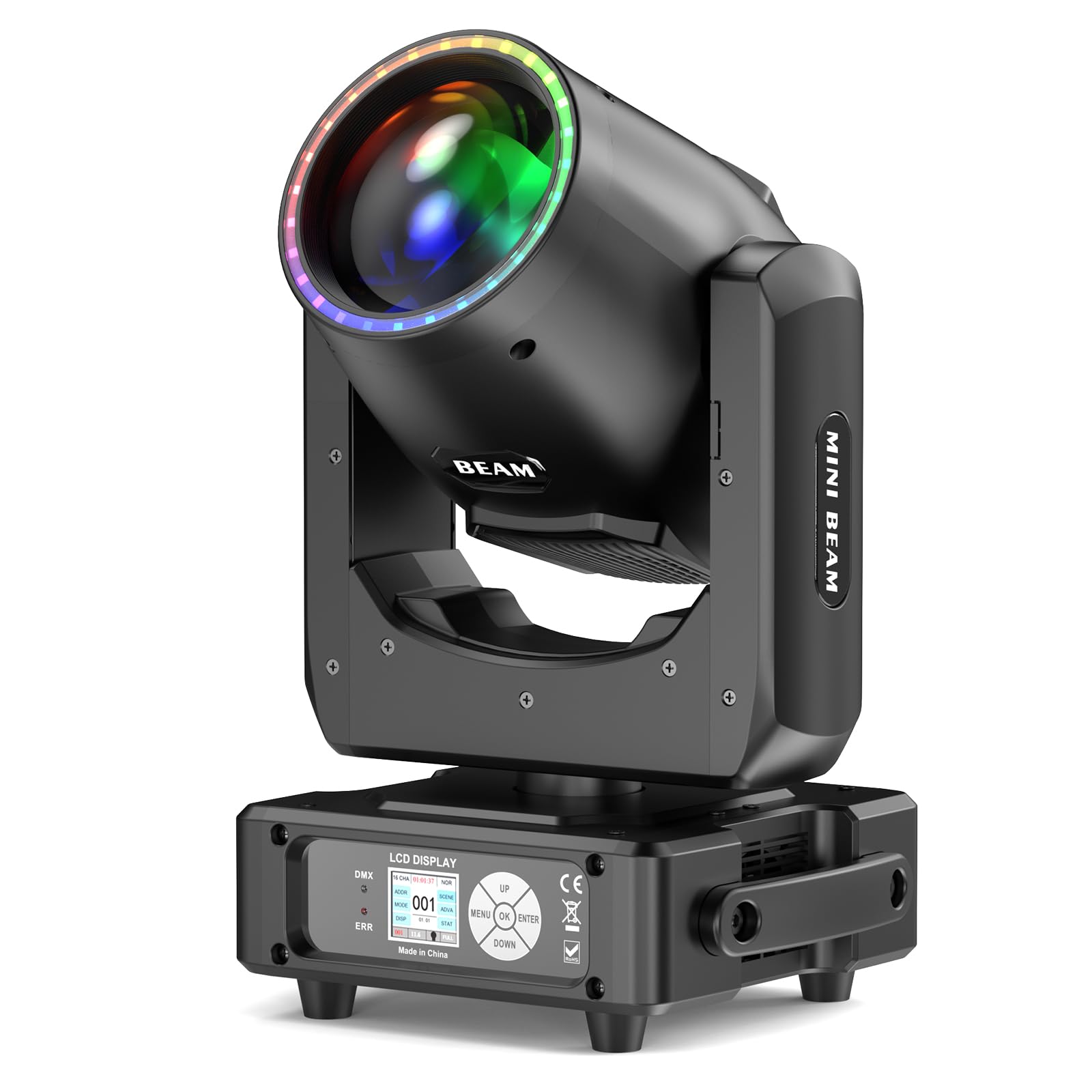 Photo 1 of Wiwreenm 230W 7R Beam Moving Head Stage Light 14 Gobos 14 Colors Prisms/Wash/Beam/Frost/Rainbow Stage Effect Spotlights 48-Facet Prism 2.3° Beam Angle 18CH DMX512 Sound Activated Lights