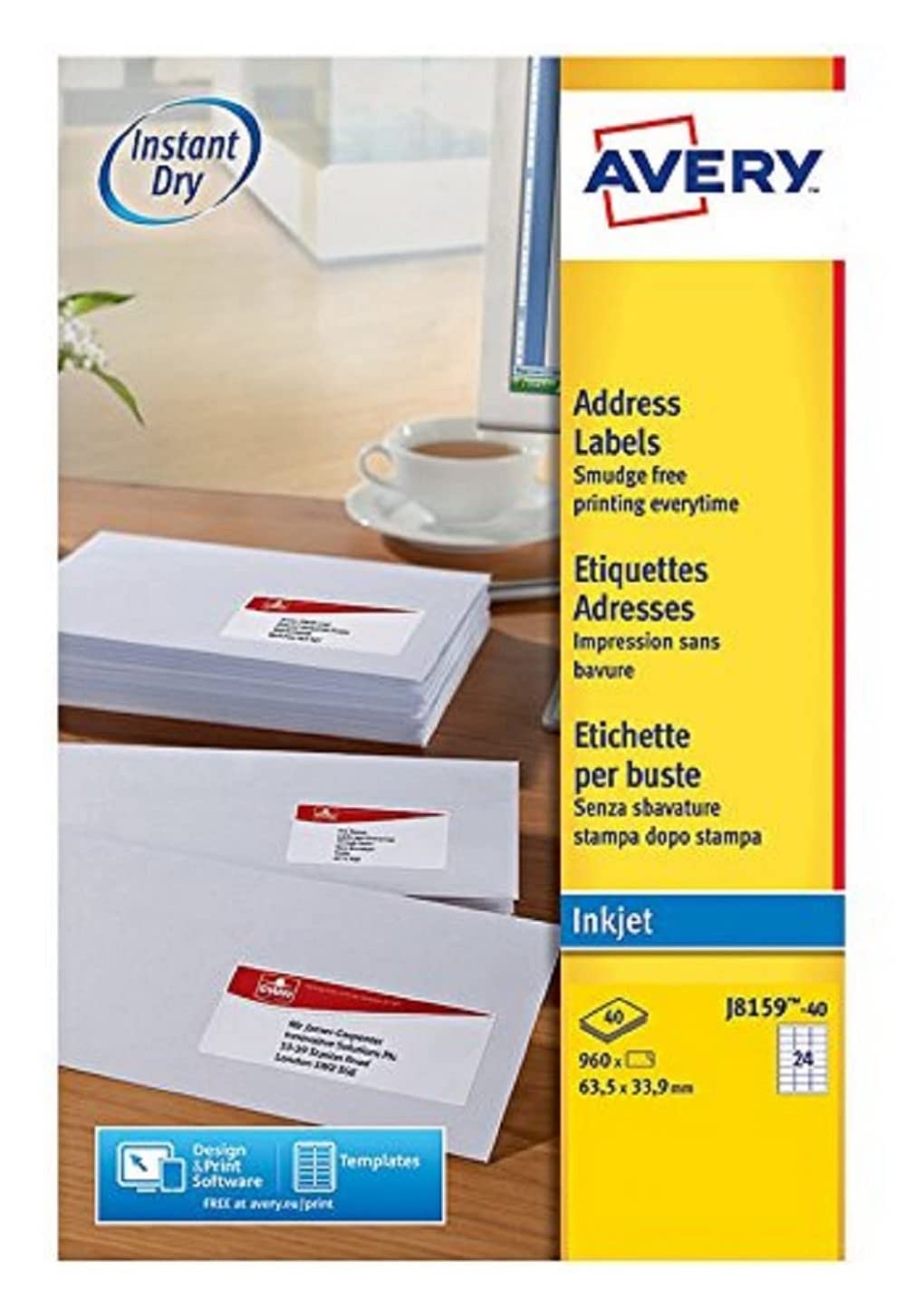 Avery J8159 - 960x Labels for Inkjet 63.5 x 33.9 mm White