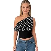 ZGMYC Women’s Sheer Polka Dot Off The Shoulder Tops Sexy Backless Tie Back Crop Tops Slim Fit Going Out T Shirt