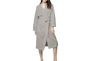 Waffle Bath Robe for Women Soft Towel Robe Lightweight Spa Bathrobe Solid Color Kimono Robes with Belt