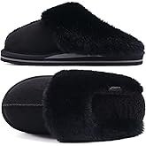 KuaiLu Womens Cozy Memory Foam Slippers Ladies Fuzzy Faux Fur Lined Warm Arch Support House Shoes Slip on Comfy Winter Scuff Indoor Outdoor Rubber Hard Sole