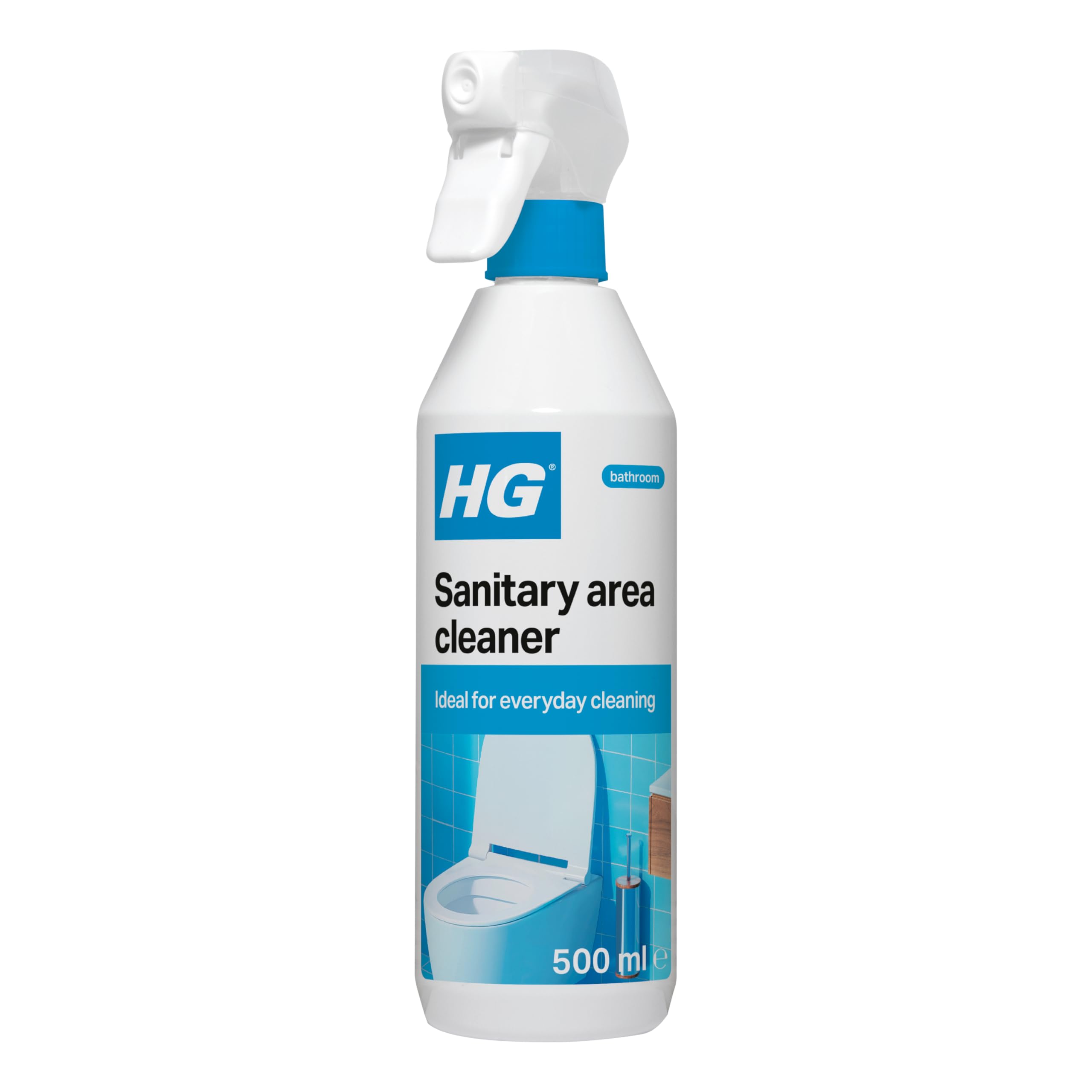 HG Sanitary Area Cleaner - Bathroom Cleaner Spray for Toilets, Sinks, Basins, Bidets, Handles and Bathroom Areas, Hygienic Formula with Fresh Fragrance – 500ml