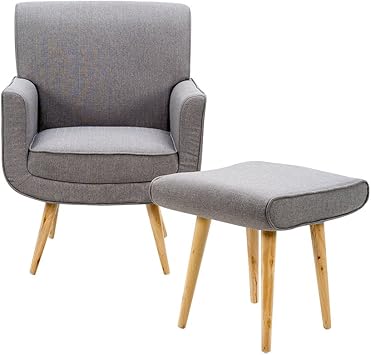 Amazon De Designer Sessel Mit Hocker Schlicht Modern Stoff Sessel Mit Hocker Furs