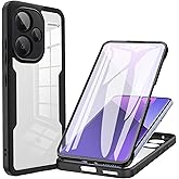 Ephoou for Xiaomi Redmi Note 13 Pro Plus 5G Clear Case with Screen Protector, Dual Layer 360° Full Body Rugged Protective TPU Bumper Slim fit Shockproof Cover for Redmi Note 13 Pro Plus 5G QB-Black