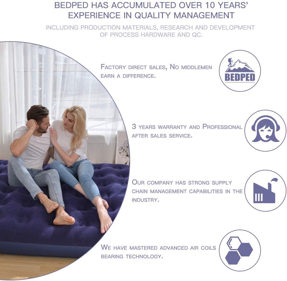 Gift Queen Air Mattress with Electric Pump -Portable Blow Up Mattress for Camping to Gifting Eye Mask/Pillow/Ear Plugs -Durable Inflatable Air Bed -Gifts for Men/Women/Her/Him: Kitchen & Dining