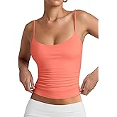 PINKMSTYLE Women's Basic Double Lined Scoop Neck Tank Tops Adjustable Cami Tank Summer Sleeveless Tops