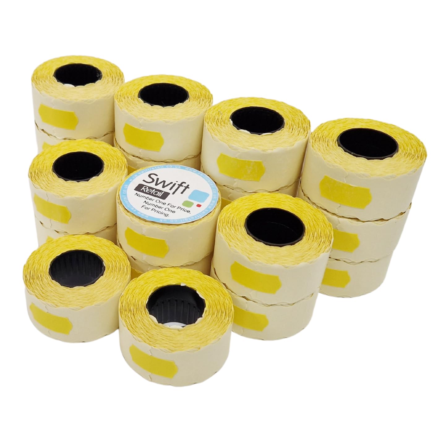 Swift 26 x 12 mm Price Gun Labels Yellow 20 Rolls 20,000 Stickers CT4 Wavy Edge Pricemarking Tags Fits Many Pricing Labellers