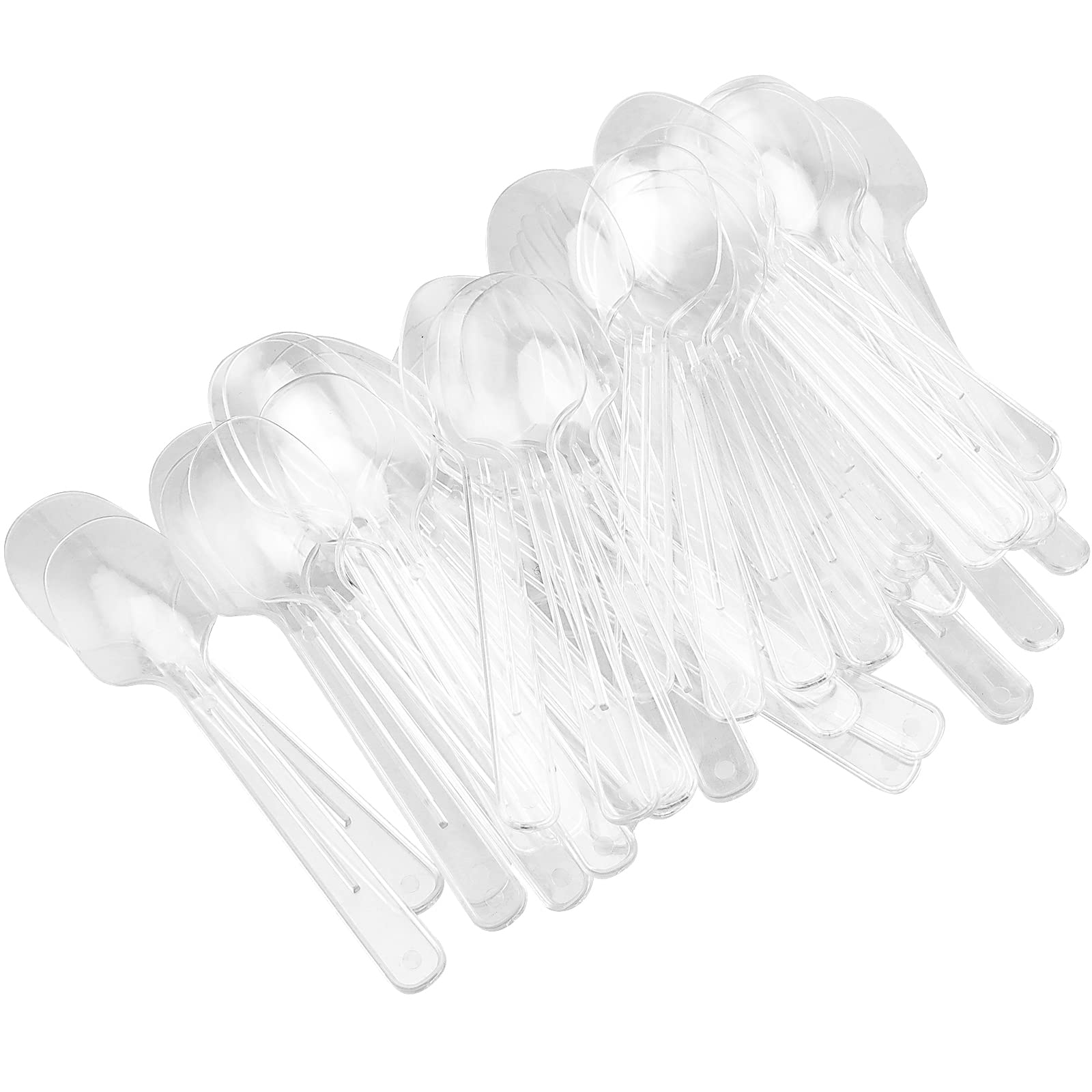 SINJEUN 400 PCS Mini Dessert Spoons, 10cm Clear Plastic Lightweight Reusable Teaspoons for Party, New Year, Dessert House