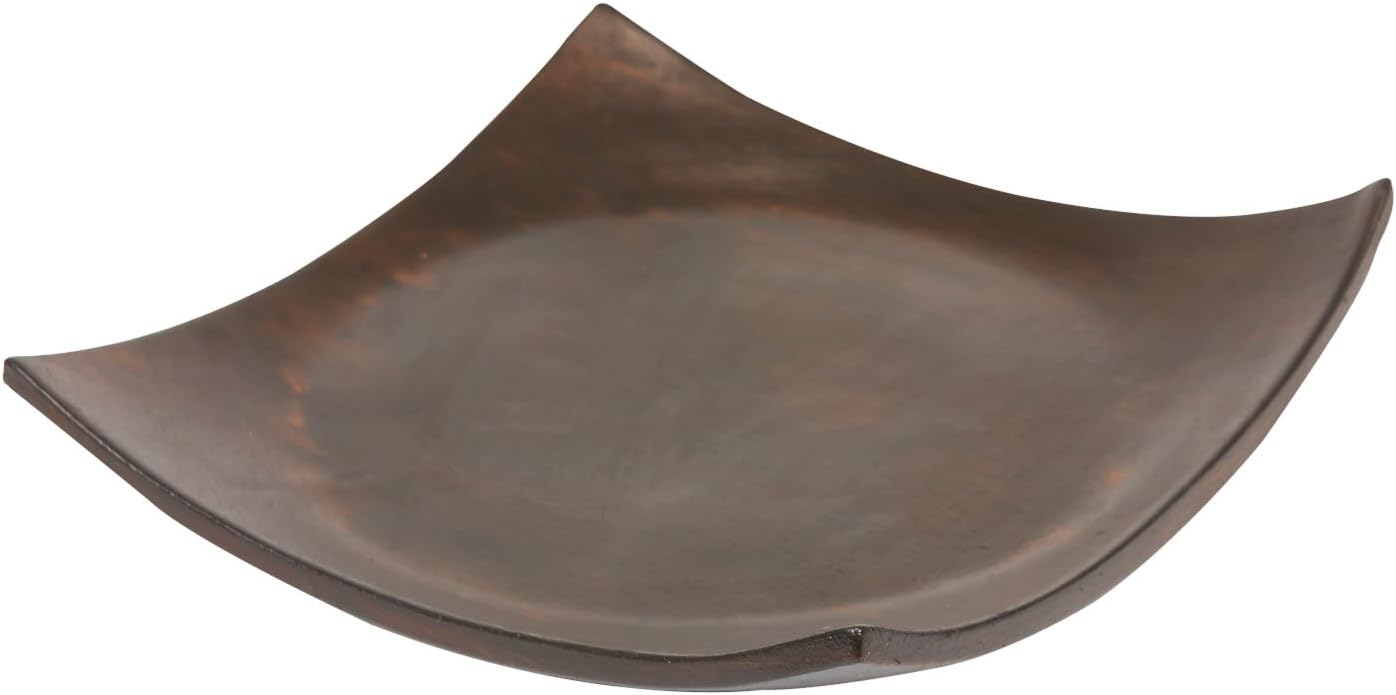 Decorative brown square contoured ceramic plate for candle