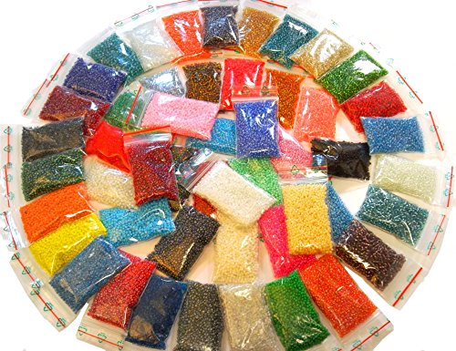 Perlin Seed Beads Set 2 mm 50 Colours Glass Beads 11/0 34000 Pieces