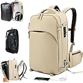 Zurligi Vacuum Backpack for Travel with Pump, 30-70L Expandable Vacuum Seal Compression Backpack, Casual Daypack, TSA-Lock(Vacuum Pro, Beige)