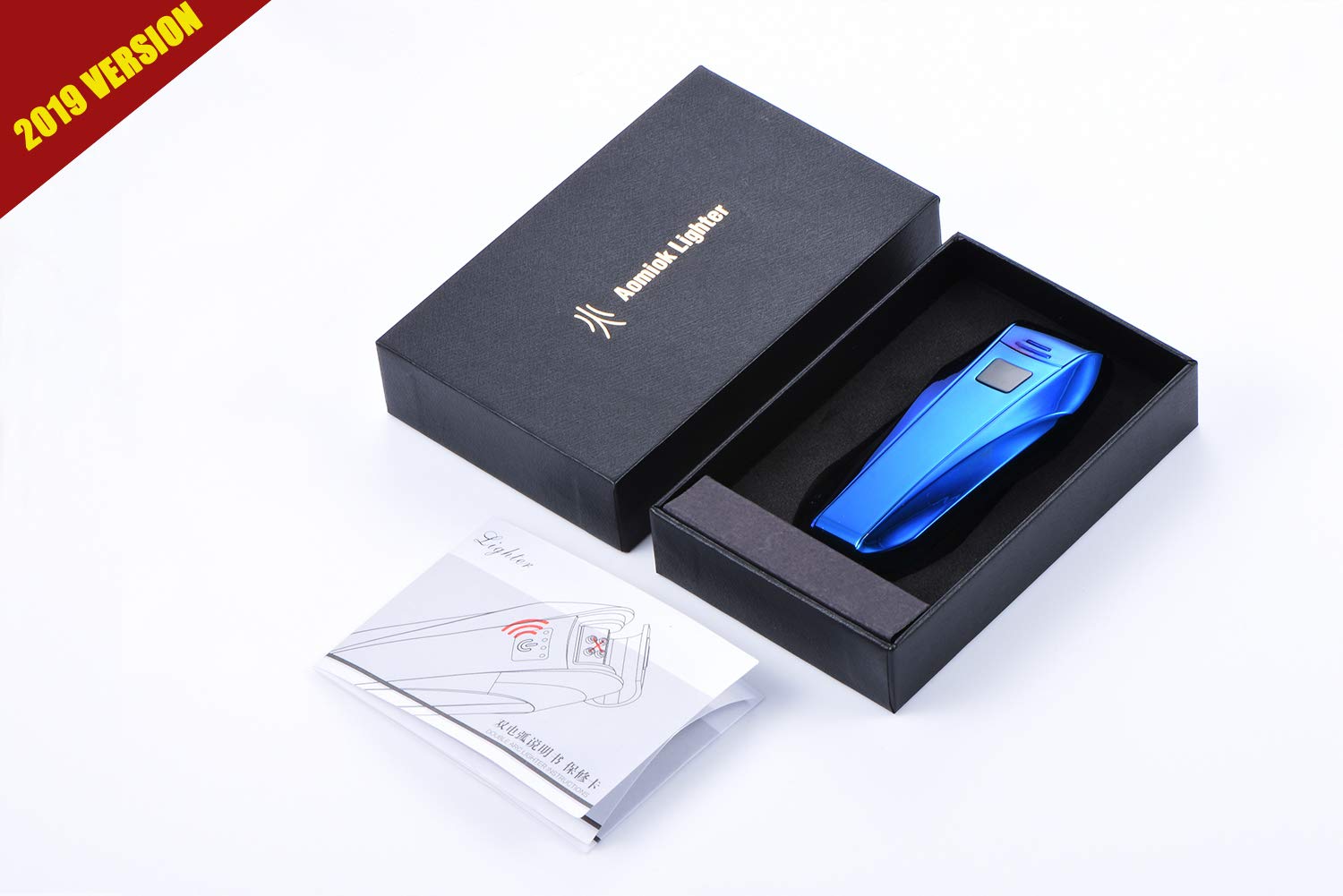 GreenGrass Elektro Feuerzeug USB, Elektrisch Dopple Lichtbogen Plasma Lighter,Elektronisches Aufladbar Winddichte Flammenlose Feuerzeug Geschenkbox (Metall blau)