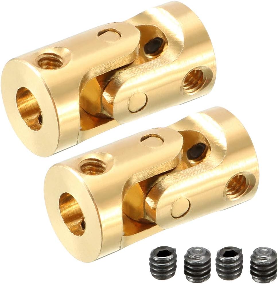 sourcing map 2pcs 3mm to 3mm Inner Dia Rotatable Universal Steering Shaft U Joint Coupler L13XD7, Golden, 3 to 3mm L13XD7 2pcs