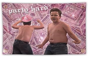 BAHHUOU Party Hard Gibby Funny Tapestry 3x5Ft Tapestry Funny Meme Flag Wall Hanging Window Design for Bedroom Gift Home Man Cave Decor