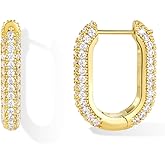 KissYan Hoop Earrings for Women, 14K Gold Plated Open Double/Triple Huggie Earrings Sterling Silver Post Cubic Zirconia Fashion Lightweight Trendy Jewelry Gifts