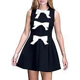 YEXPINE Women's Bow Front Mini Dress Sleeveless Crewneck Cute Cocktail Party Dress for Birthday Valentine's Day