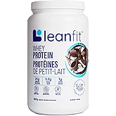 LEANFIT WHEY PROTEIN Natural Chocolate – 100% Whey Protein Powder, 25g Protein Per Serving – Grass-Fed, Gluten-Free, BCAAs, A