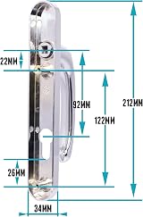 UPVC Door Handles Set Polished Chrome 92mm PZ 122mm Screw to Screw 212x34mm view 4