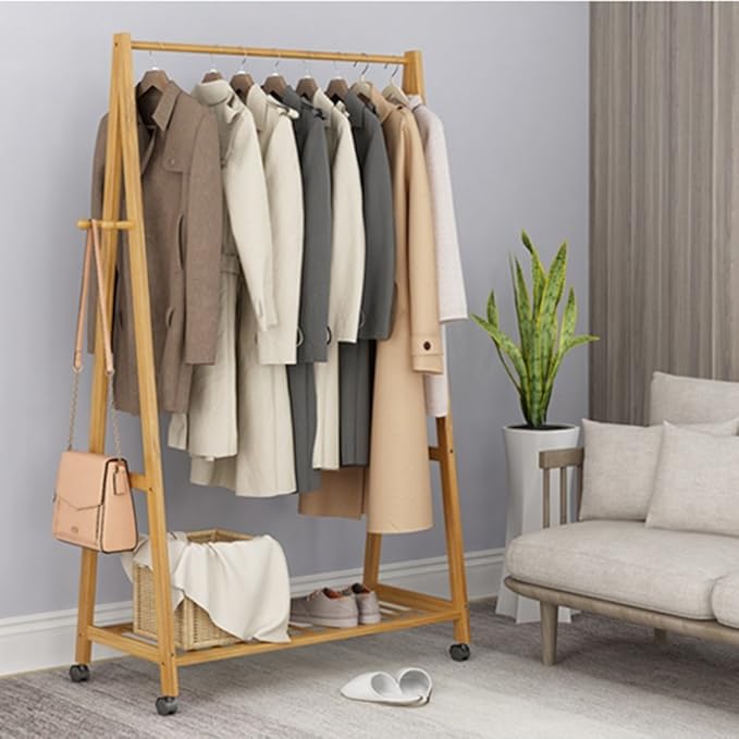 COAT RACK ZHIRONG Garment Clothing Rack Bamboo Wood Coat