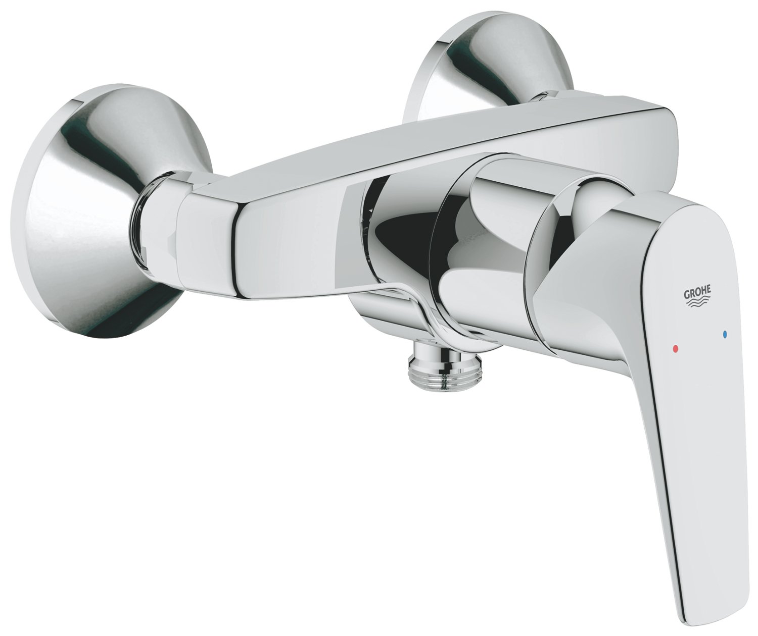 GROHE Bauflow Single-Lever Shower Mixer, Wall-Mounted. Shower Tap in Chrome Finish. 23755000
