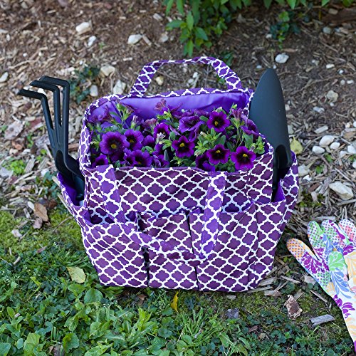 Small Garden Tote Bag, Utility Bags for Gardening, Car Totes, Organization, (Purple)