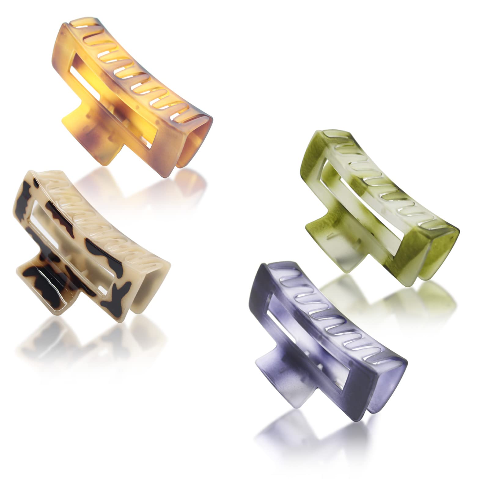 Large Hair Claw Clips for Women Thick Hair,4.1-Inch Strong Grip Large Hair Claw Clip,4 Colors Glossy and Matte of Lightweight and Durable Resin Material Extra Large Claw Clip for Any Occasion