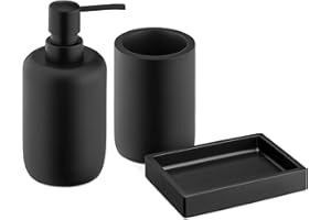 Navaris Decorative Bathroom Accessories Set - 3-Piece Bath Accessory Kit with Toothbrush Holder/Liquid Soap Dispenser/Soap Di
