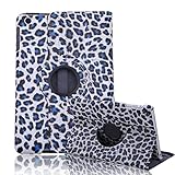 HDE iPad Mini Tablet Case 360 Rotating Flip Stand Folding Folio Magnetic Cover PU Leather for Apple Mini 2/3 Retina (Blue Leopard Print)