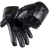 Long Keeper Men Leather Touchscreen Gloves Winter Driving Warm Wrist Gloves
