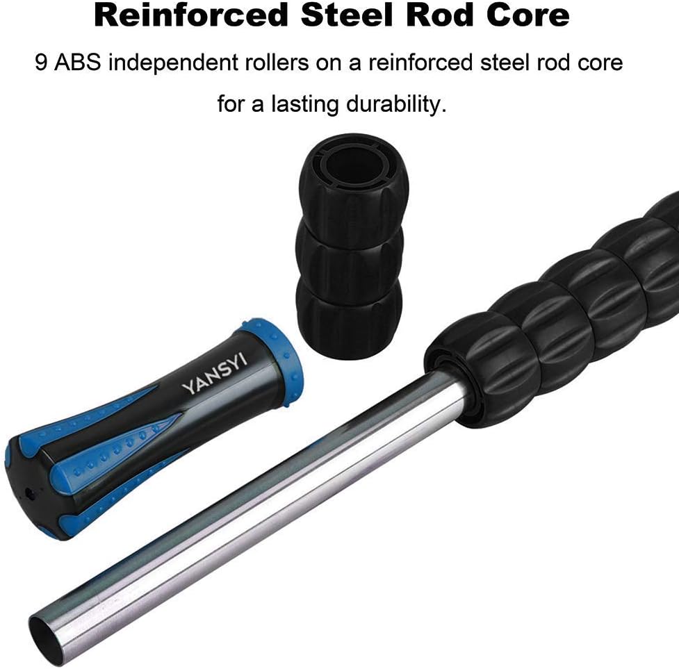 Yansyi Muscle Roller Stick for Athletes - Body Massage Roller Stick - Release Myofascial Trigger Points Reduce Muscle Soreness Tightness Leg Cramps & Back Pain for Physical Therapy & Recovery (Blue 1): Health & Personal Care