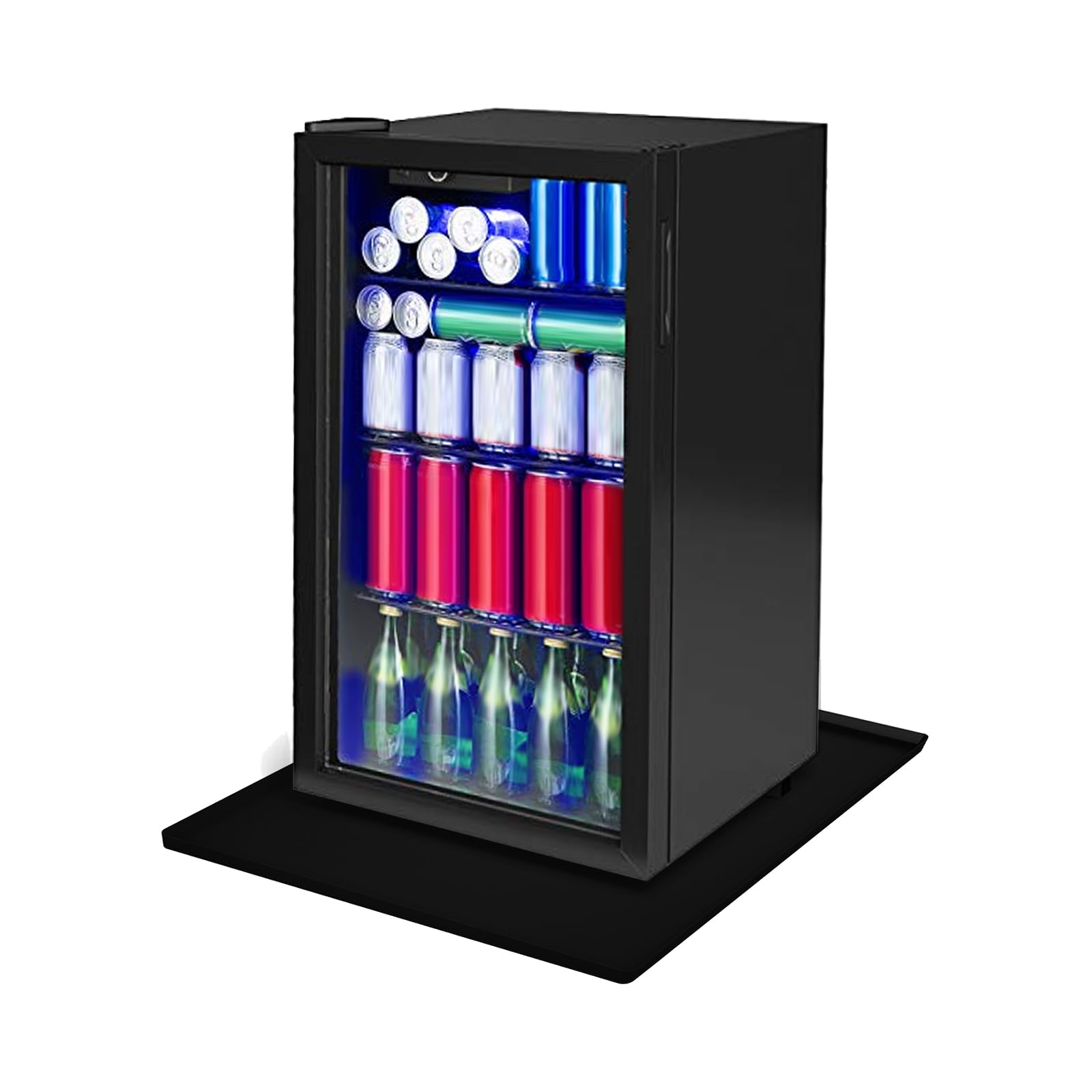 Refrigerator Mat 23 x 23 Inch Mini Fridge Silicone Mat with Raised Edge Multifunction Silicone Floor Mat Refrigerator Floor Protectors Prevent Water Leaks(Black)