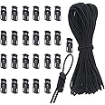 YaHoGa 25 pcs Cord Locks Spring Toggle Stopper + 10 Yards 1/8 Inch Cord Stretch String for Drawstring, Shoelaces, Clothing, Backpack, Bags (Black)