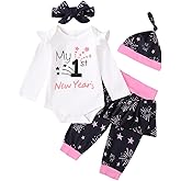 Aslaylme Baby Girl My 1st New Year's Outfit Set Cute First New Year Pant Set