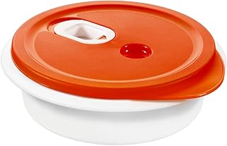 Rotho Micr Clever Mikrowellengeschirr 1l, Kunststoff (BPA-frei), Rot/Weiß, 1 Liter (20 x 20 x 6,5 cm)