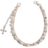 ElevateTech Layered Pants Wallet Chain for Men Women Exquisite Rhinestone Flower Pearl Street Jean Pants Chain Sliver Gold Pocket Belt Chains Punk Jewelry Clothing Accessories Purse Charms