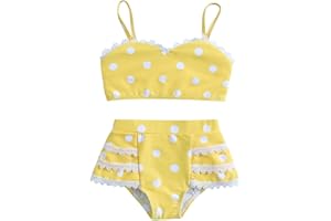 Kids Bikini Summer Toddler Girls Lace Dot Prints Ruffles Two Piece Swimwear Swimsuit Bikini Bikini 12 Year Old