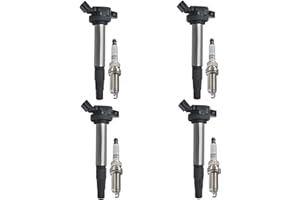 Autowxjq Iridium Spark Plug Ignition Coil Pack UF596 Set of 4pcs Compatible with 2009 2010 2011 Toyota Corolla S Matrix Prius 2012 2013 2014 CT200h IM XD Pontiac Vibe 1.8L for UF619 90919-02258 C1714