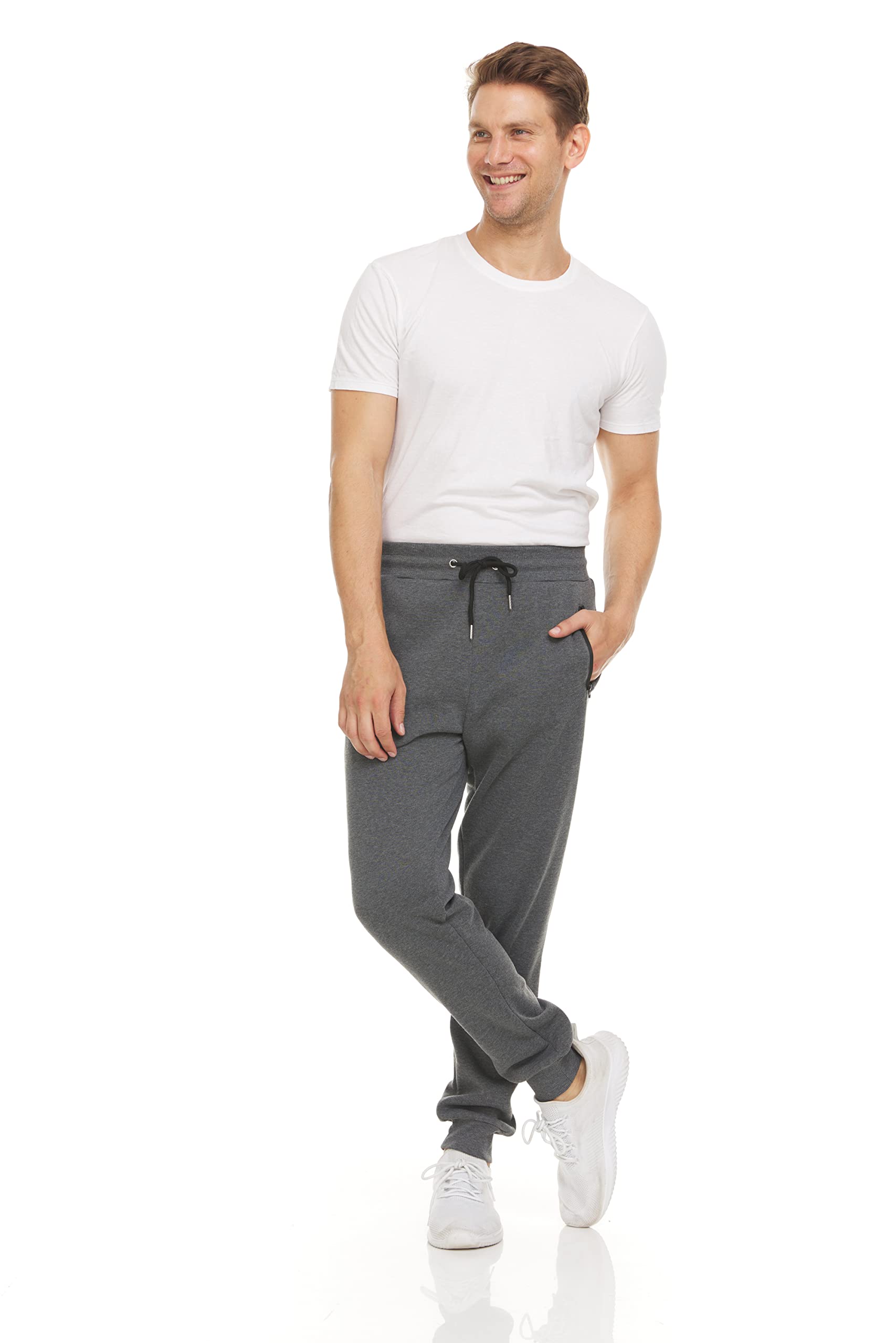 PURE CHAMP Mens 3 Pack Fleece Active Athletic Workout Jogger Sweatpants for Men with Zipper Pocket and Drawstring Size S-3XL