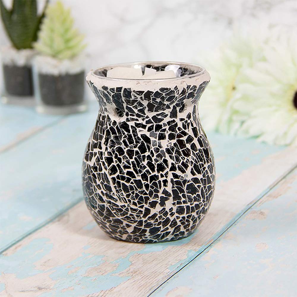 Lesser & Pavey - Desire Aroma - Glass Wax Melt & Oil Warmer - Mosaic Black Design - Small 11cm High - Single Item
