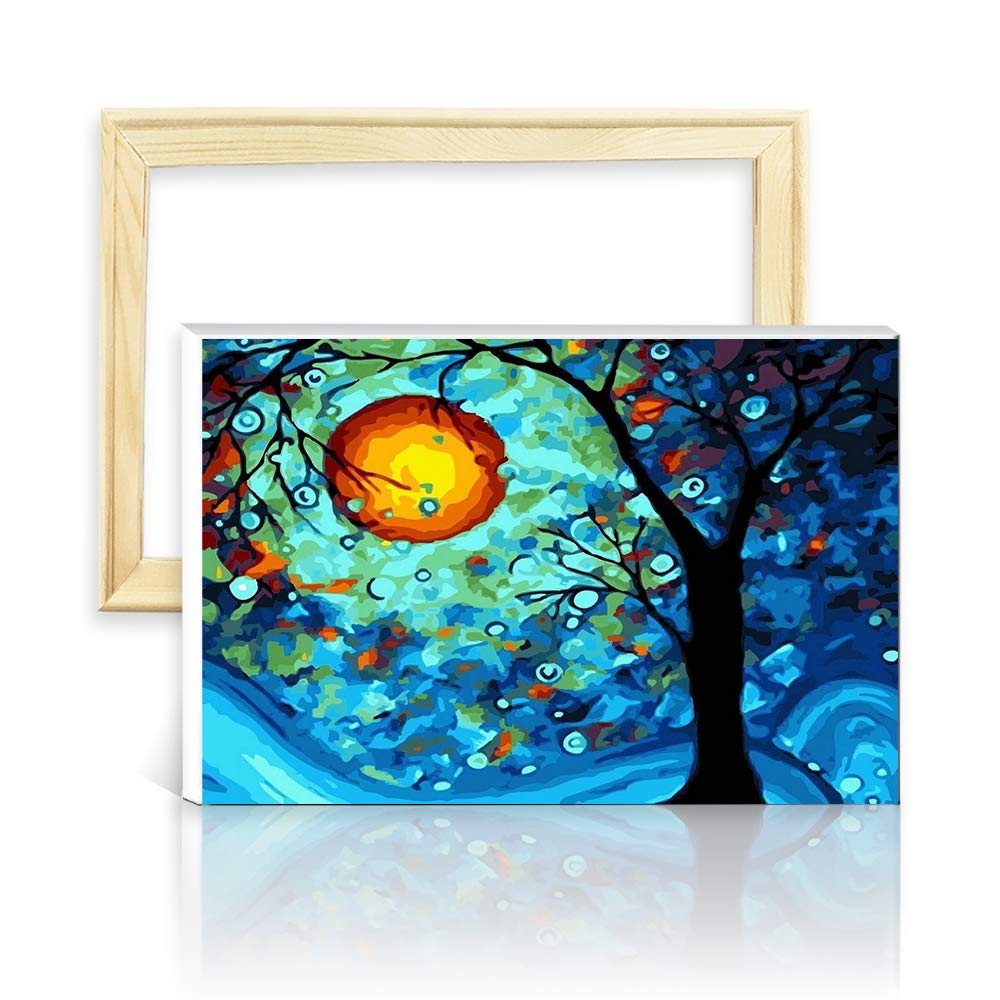 Kit Dipingere Con Numeri Fiore 20x30cm – Tela, Colori, Pennelli E Cornice In Legno