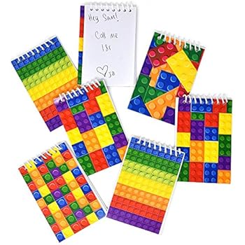 60 Bulk Pack Colorful Building Block Bricks Mini Notepads Spiral Notebooks Kids Carnival Birthday Theme Party Favor Supplies Decoration for Teens Girls Boys Teacher Children Classroom Rewards
