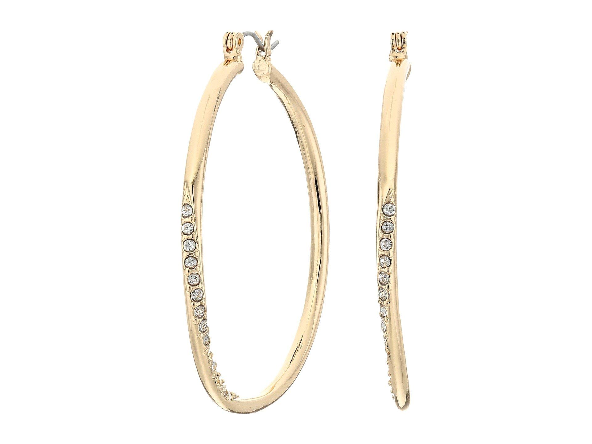 GUESS Pendientes de aro retorcidos con piedra de cristal y pavé dorado