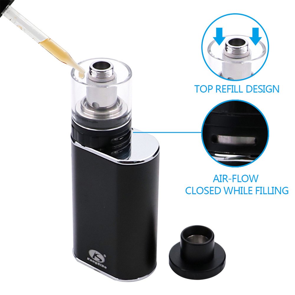 Starter kit sigaretta elettronica con batteria ricaricabile incorporata da 1400 mAh, Cig E portatile ultra con serbatoio RTA a riempimento massimo, senza nicotina, senza E-Liquid (nero)